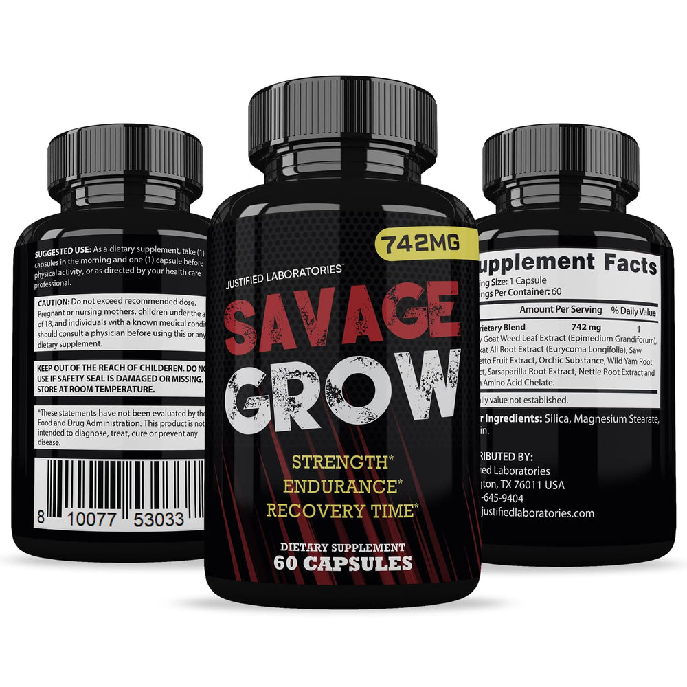 Savage Grow 742MG bottle with packaging