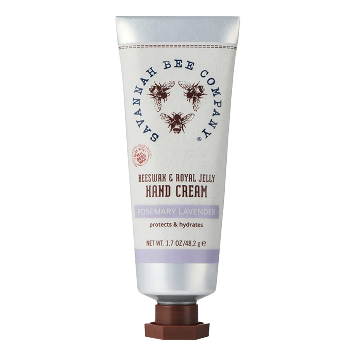Packaging of Savannah Bee Company beeswax hand cream highlights portable hydration.