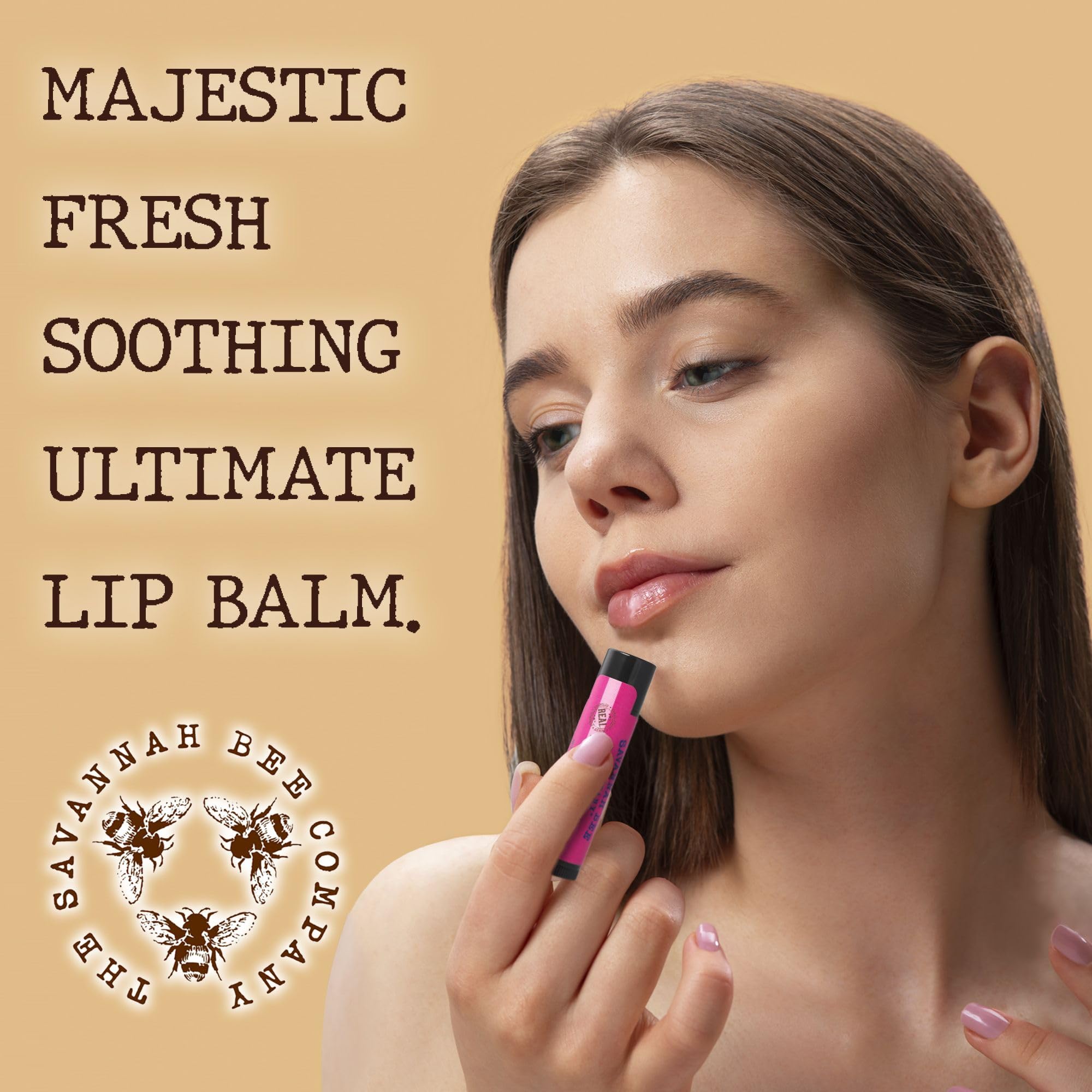 Savannah Bee lip balm wild blackberry texture close-up for smooth lips.