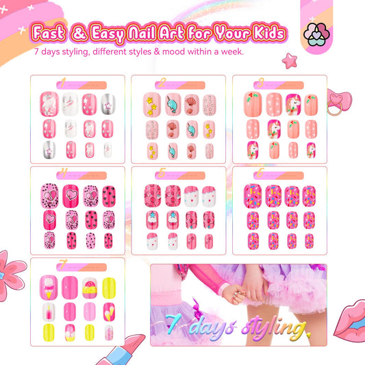 SAVILAND 168-piece kids nails pack for versatile weekly looks