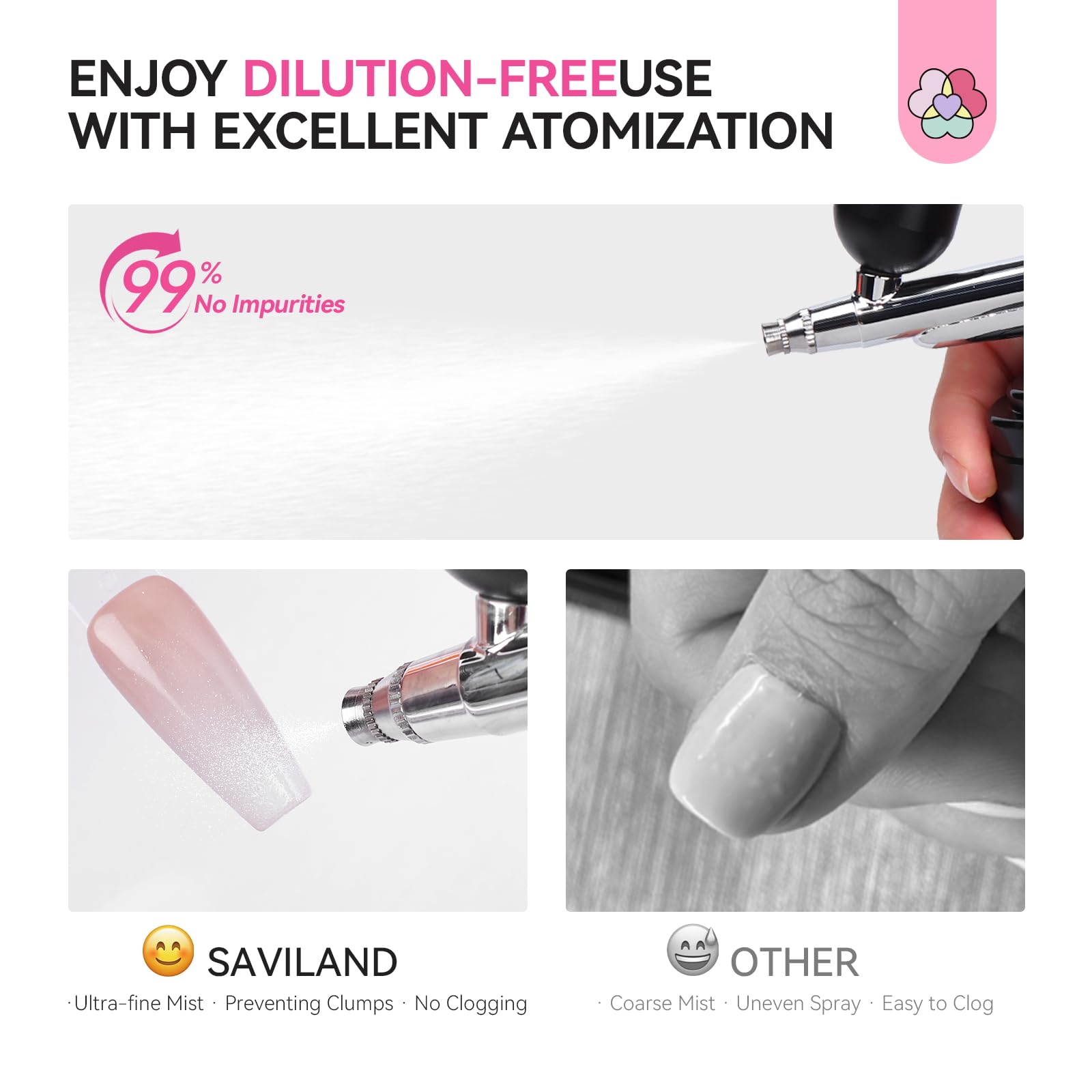 SAVILAND white gel with ombre design for seamless gradients