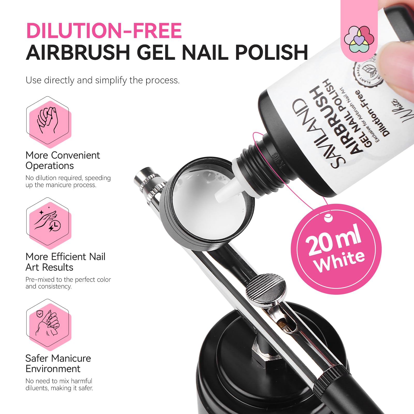 SAVILAND airbrush gel polish with smooth flow for flawless coverage