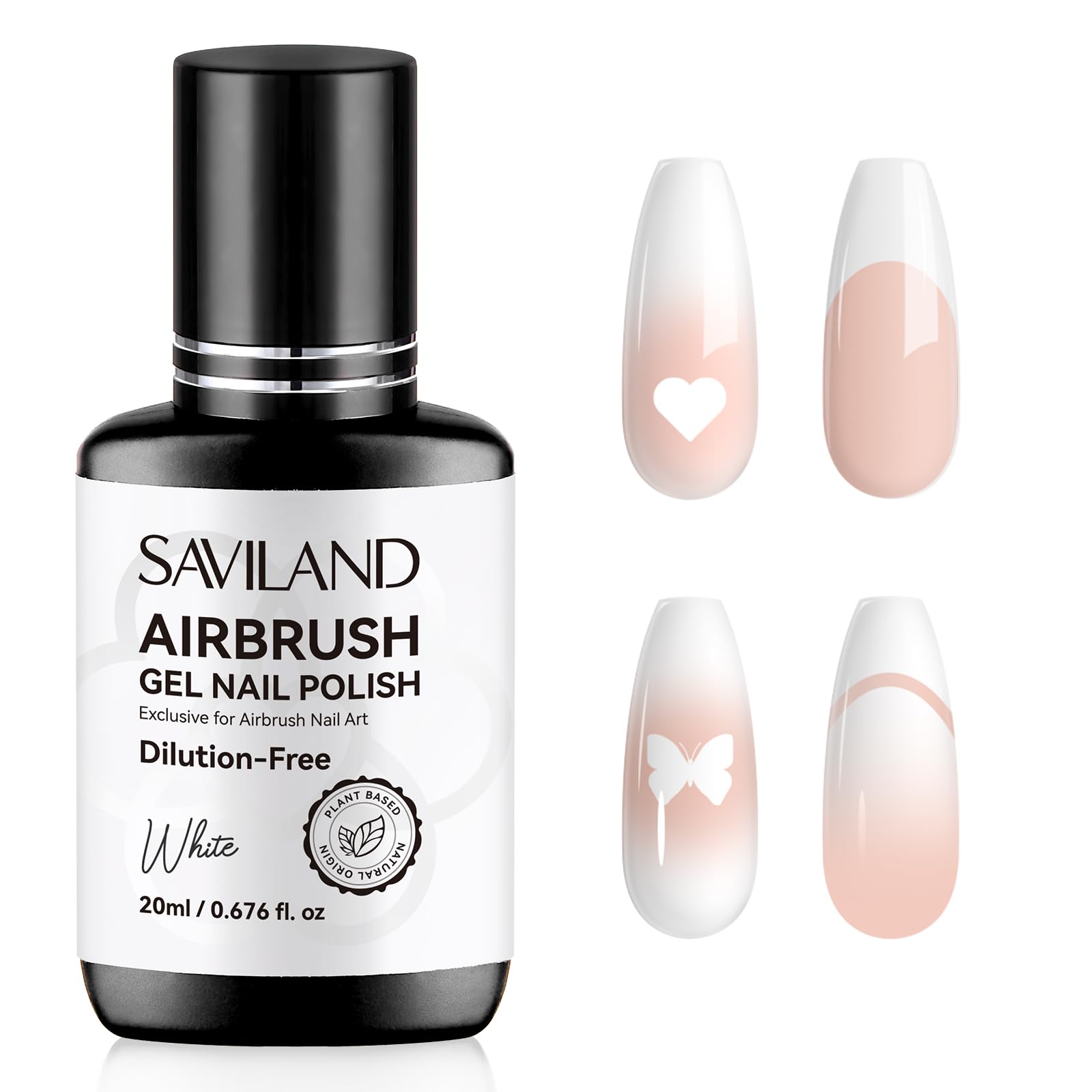 SAVILAND white airbrush gel nail polish bottle pouring for precise application