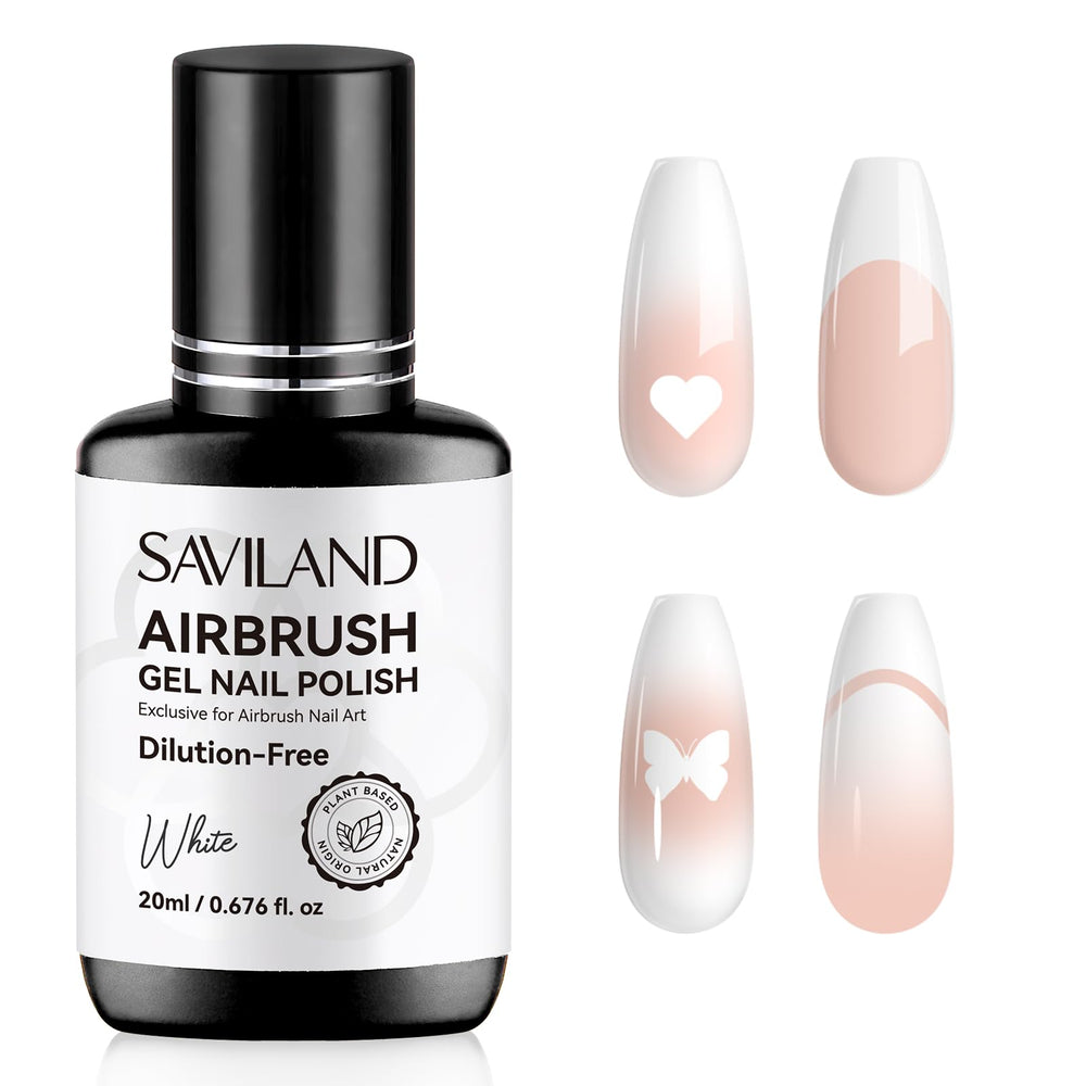 SAVILAND white airbrush gel nail polish bottle pouring for precise application