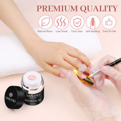 Saviland base and strengthener for durable, natural-looking nails.