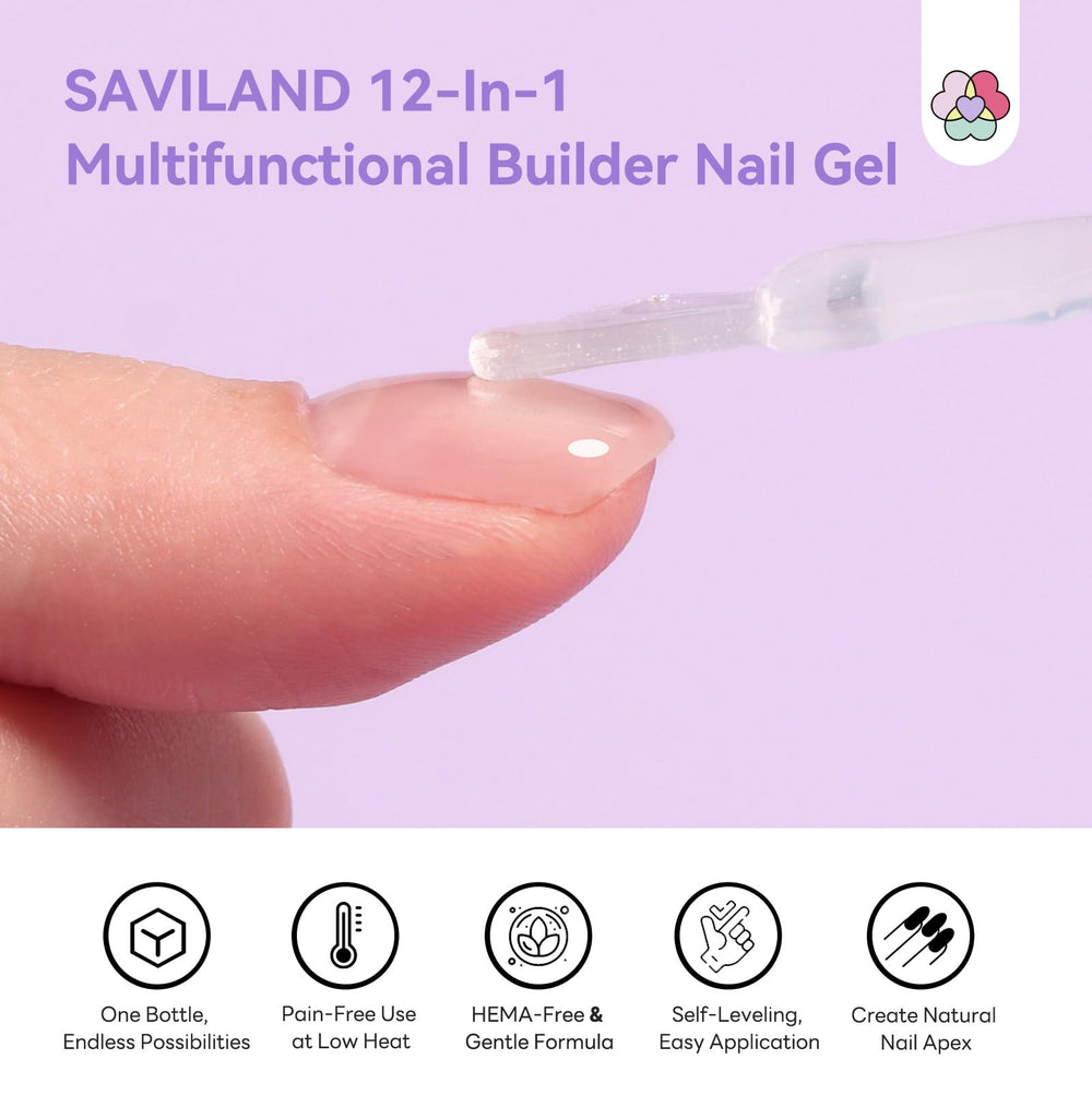 Saviland gel swatch demonstrates smooth application for precise sculpting.
