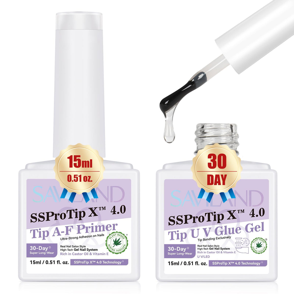 SAVILAND gel nail glue 15ml for strong, long-lasting extensions at home.