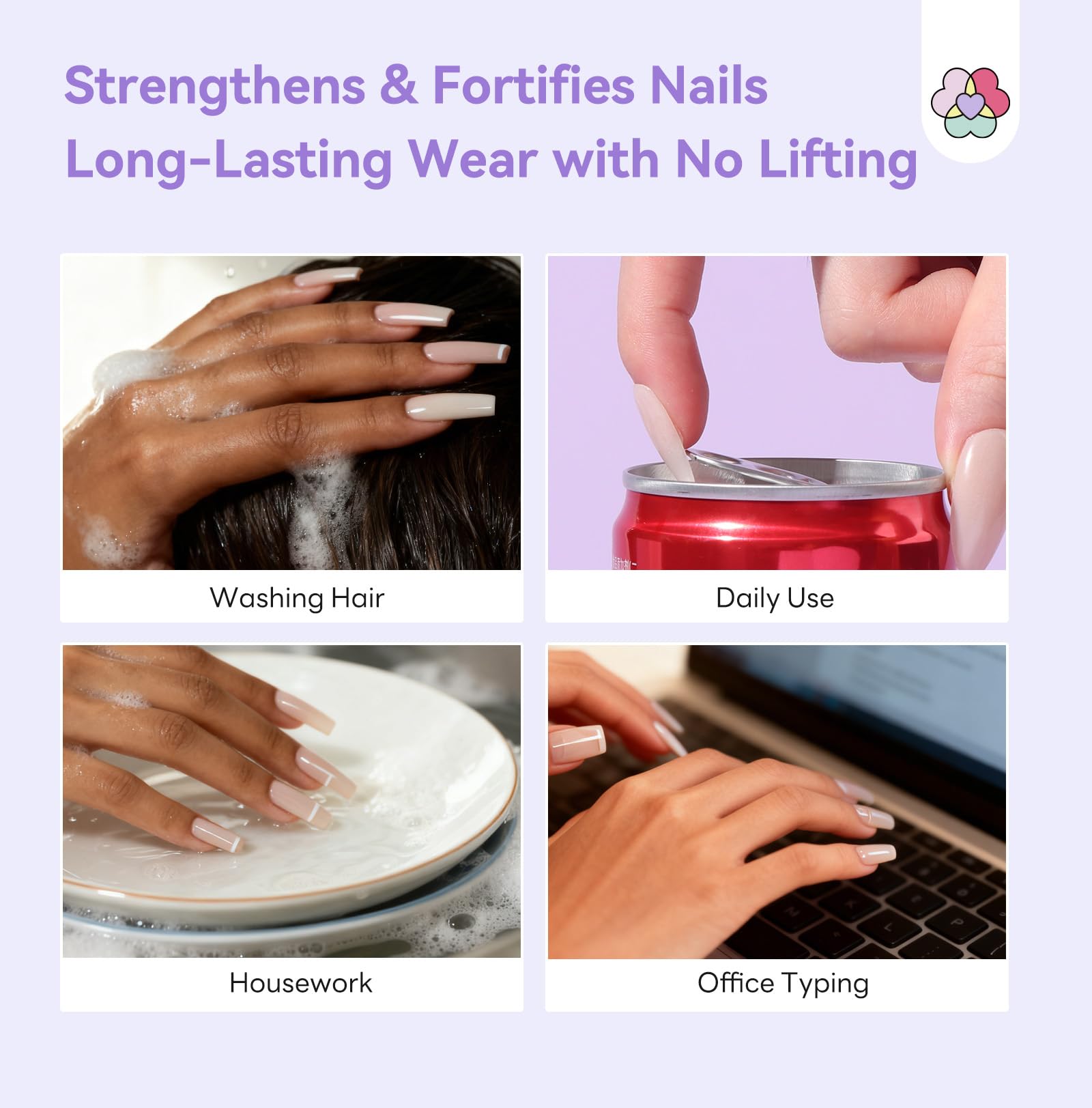 Nails cured under UV/LED with Saviland gel for long-lasting wear.