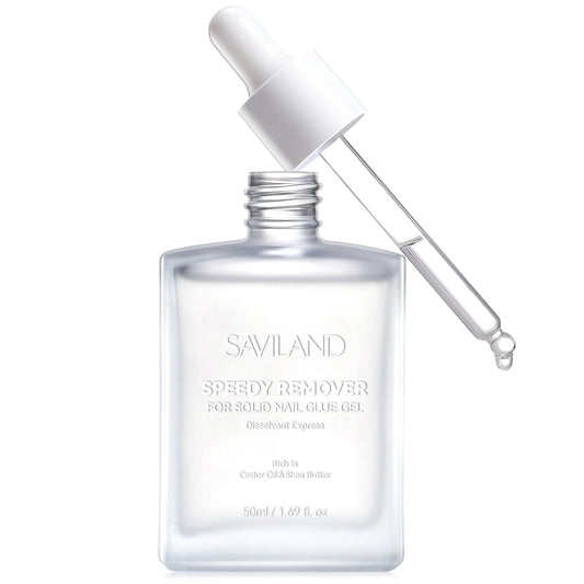 SAVILAND nail glue remover bottle and dropper ready for precise application.