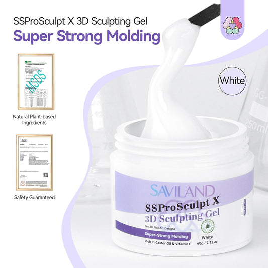 SAVILAND pearlescent 3D gel close-up showing built-in color