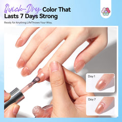 SAVILAND Pink Nude glitter shimmer shade adds subtle sparkle to nails.