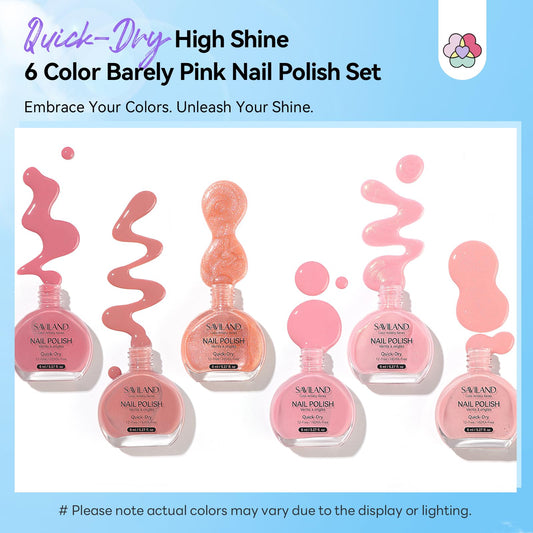 SAVILAND Pink Nude nail polish bottles arranged for versatile daily wear.