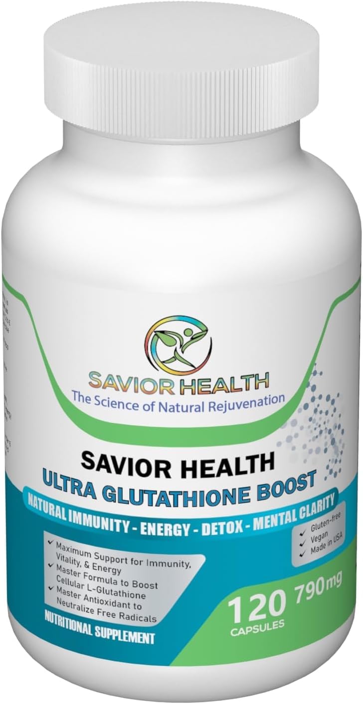 Savior Health Ultra Glutathione Boost bottle and packaging on white background