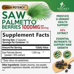 Close-up of Saw Palmetto 1000mg capsules