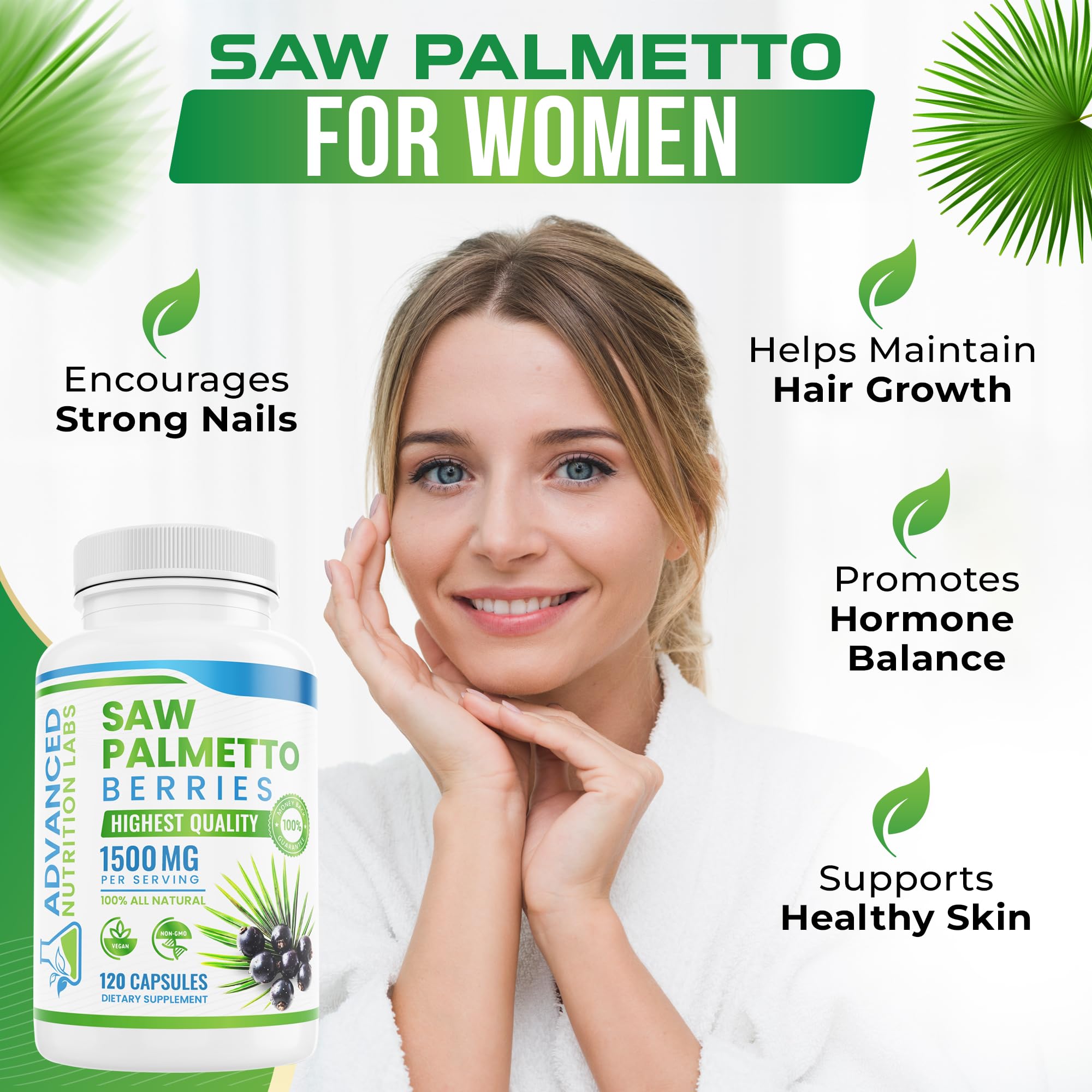 Close-up of Saw Palmetto berries and extract showing potency