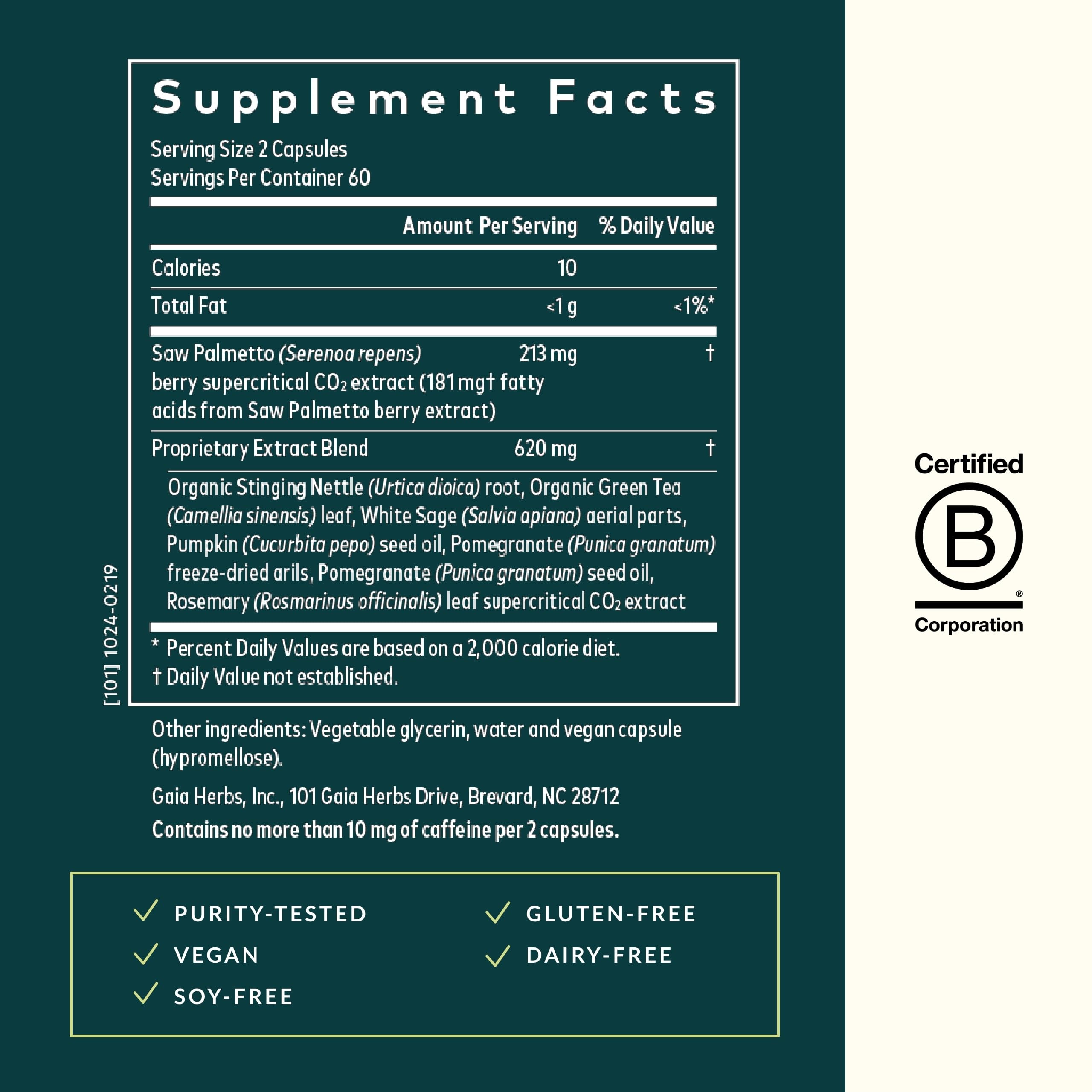 Saw palmetto berries used in Gaia Herbs Prostate Health