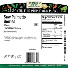 Whole dried saw palmetto berries