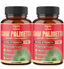 Two-pack 60-count Saw Palmetto capsules bottle front with 5300mg potency
