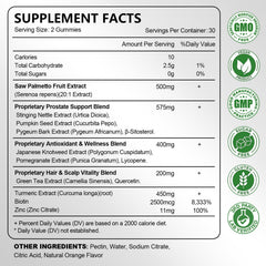 Ingredients include Saw Palmetto, Pumpkin Seed Oil, Biotin and Zinc