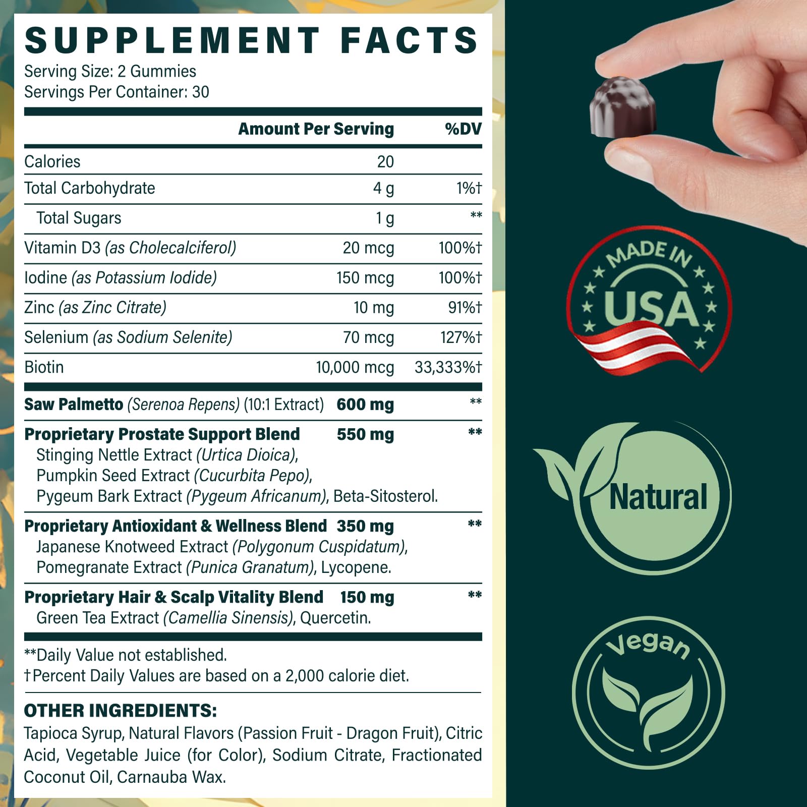 Made in USA label and gluten-free/soy-free formulation