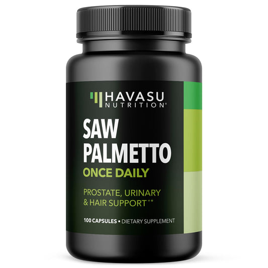 Front view of Saw Palmetto Prostate Health 500mg bottle - 100 count