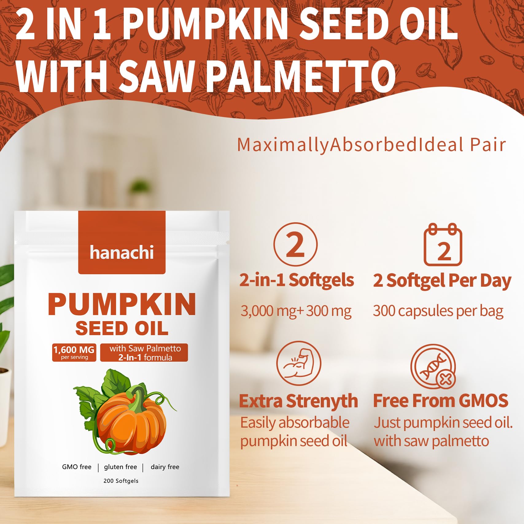 Saw palmetto pumpkin seed oil capsules