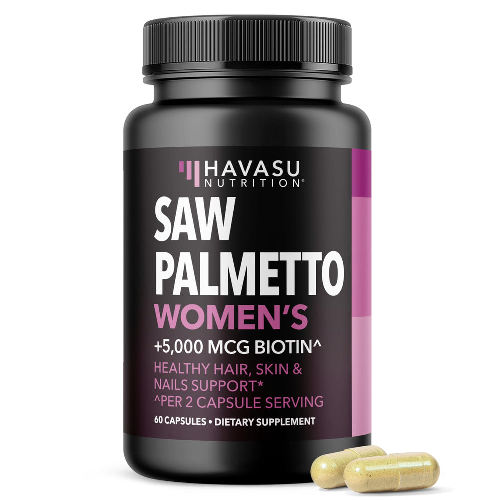 Saw Palmetto with Biotin bottle label – 60 count