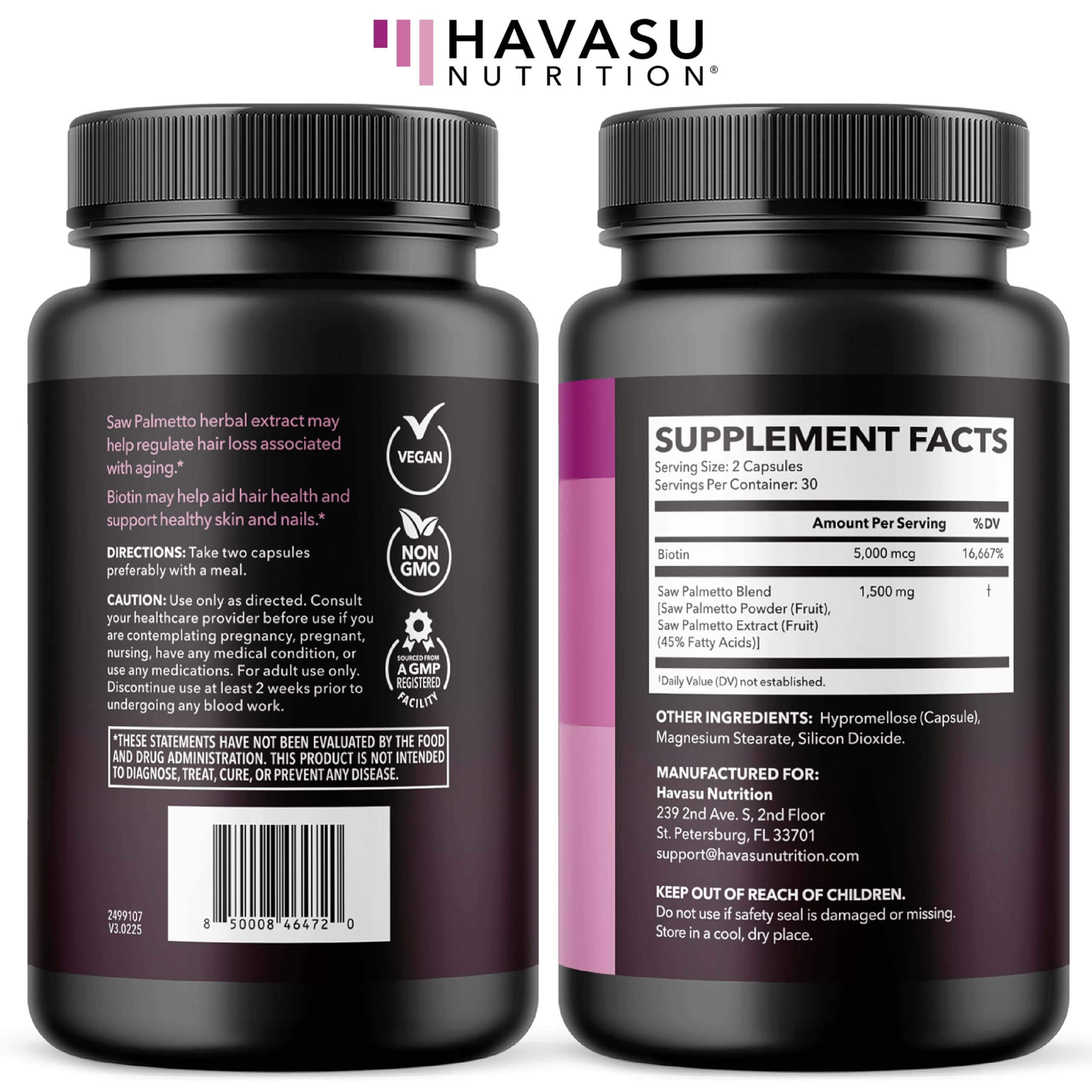 Product label emphasizing vegan and non-GMO claims