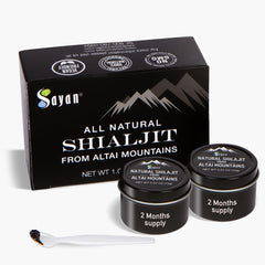 Sayan Pure Shilajit resin 30g with Altai Mountains backdrop