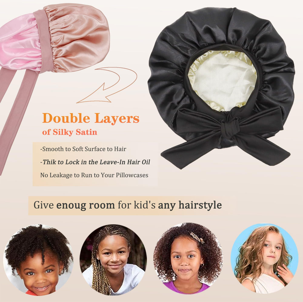 SAYMRE kids bonnet adjustable 30cm fits curly, natural, and protective hairstyles