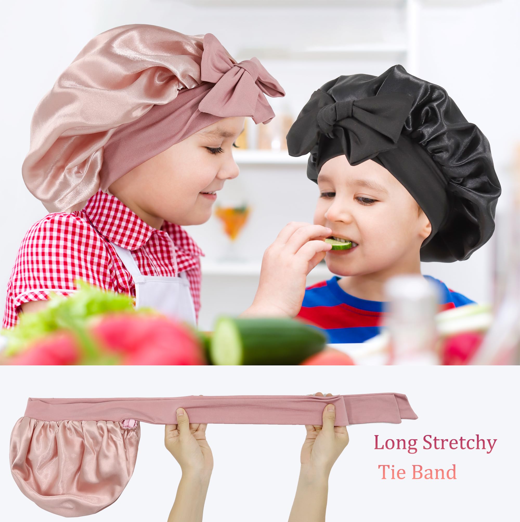 SAYMRE kids bonnet pink black reverse side for versatile overnight protection