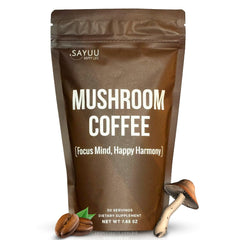 SAYUU Mushroom Coffee Blend packaging and bottle on a white background