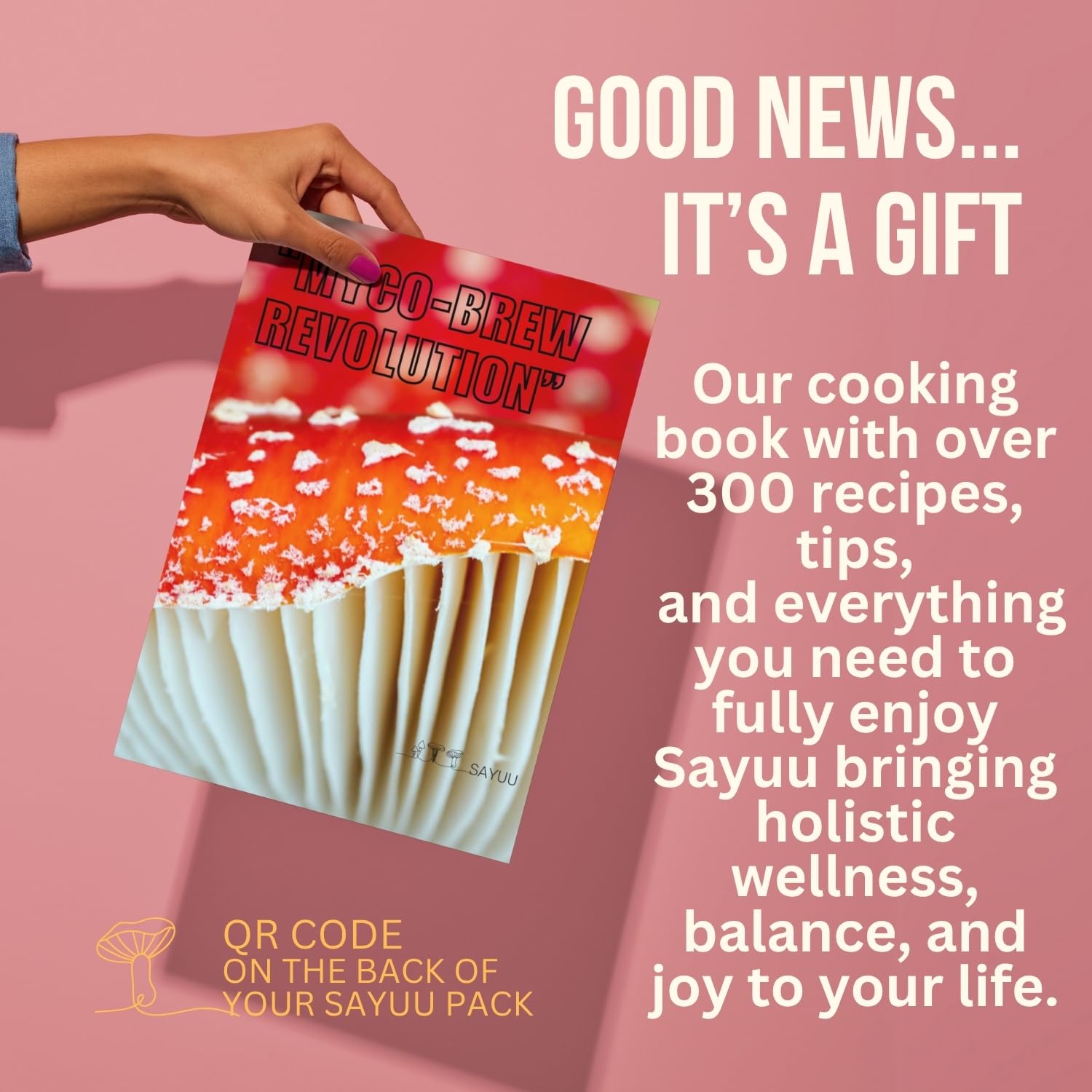 Packaging graphic showing vegan, gluten-free and probiotic icons