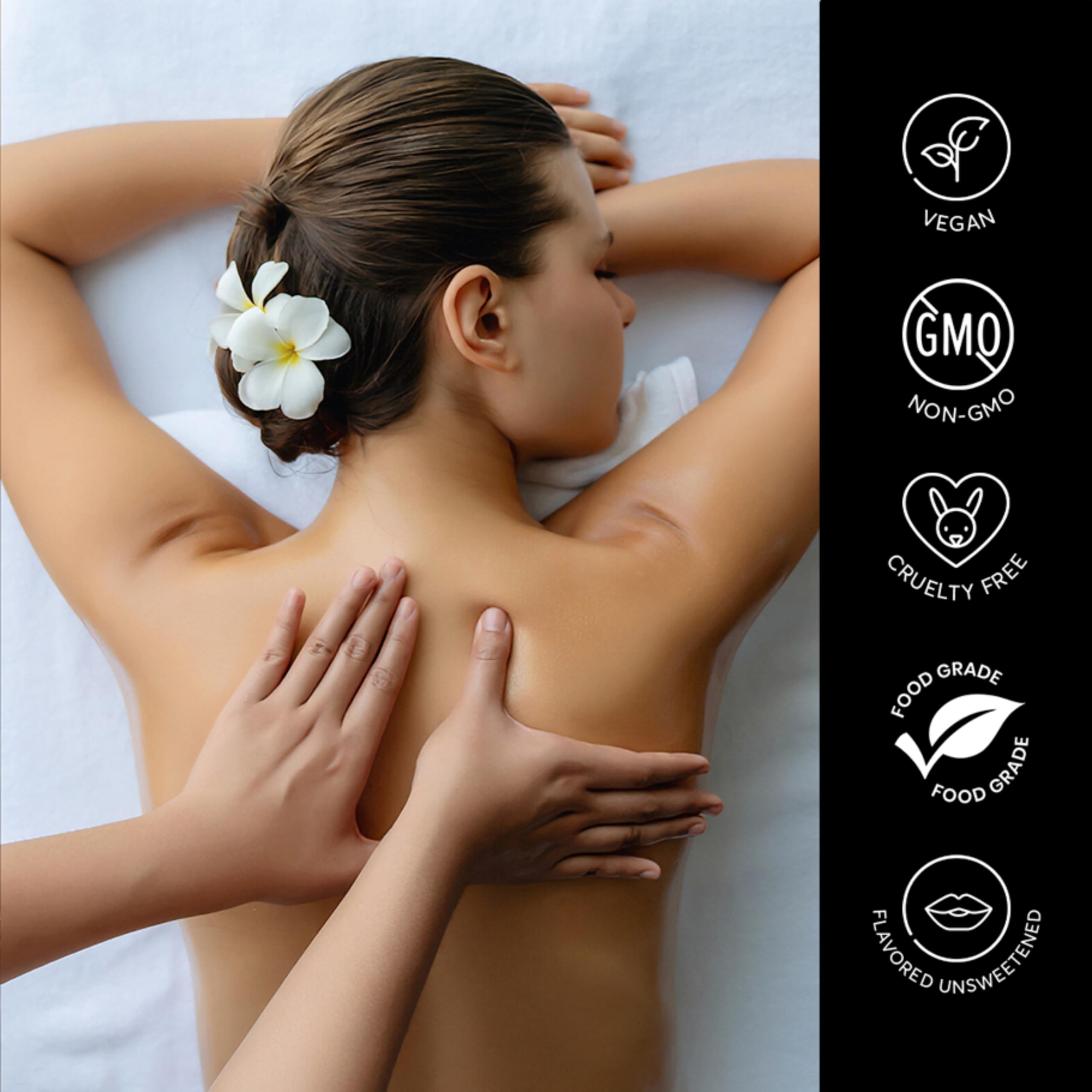 Hands applying warm massage oil to skin