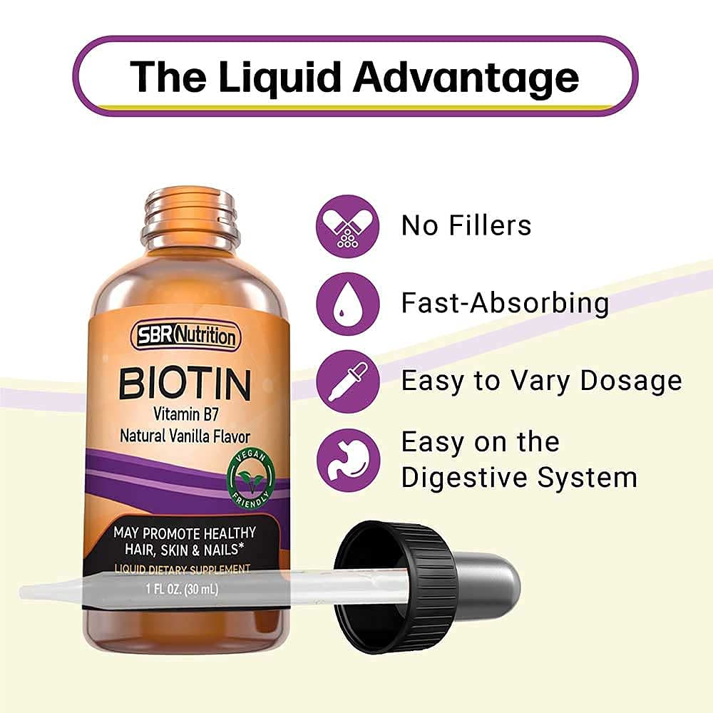 Nutrition facts label on Biotin Liquid Drops Vanilla