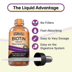 Nutrition facts label on Biotin Liquid Drops Vanilla