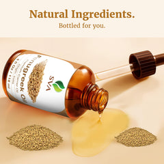 Person massaging scalp with fenugreek oil