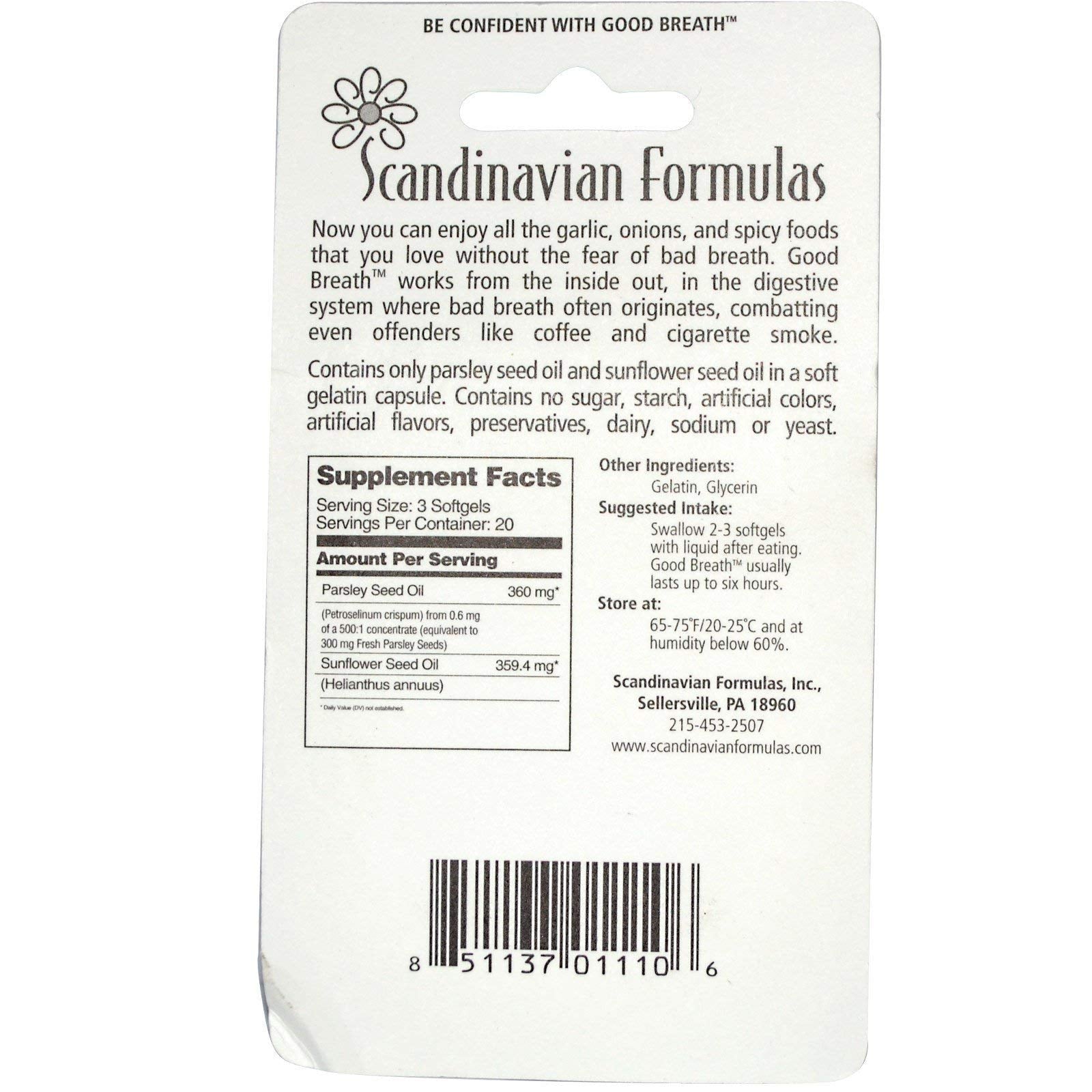 Bottle of Good Breath softgel capsules