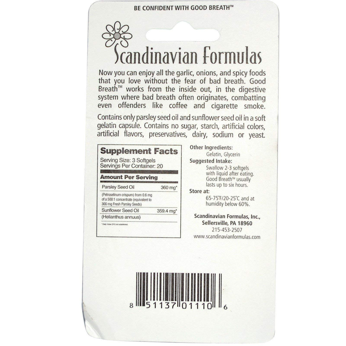 Bottle of Good Breath softgel capsules