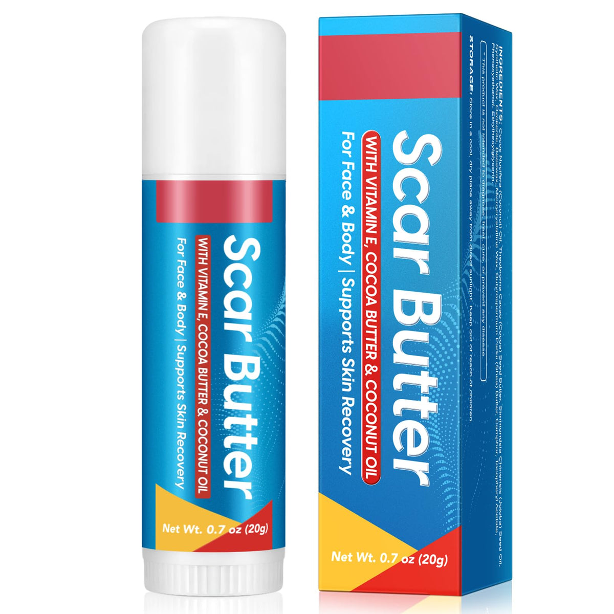 Scar Butter bottle pour demonstrates easy daily application for all skin types.