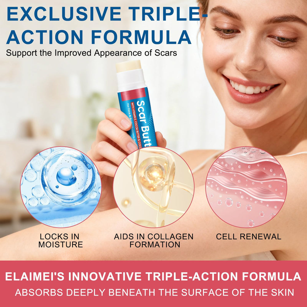 Scar Butter nourishes dry skin to improve moisture and suppleness.