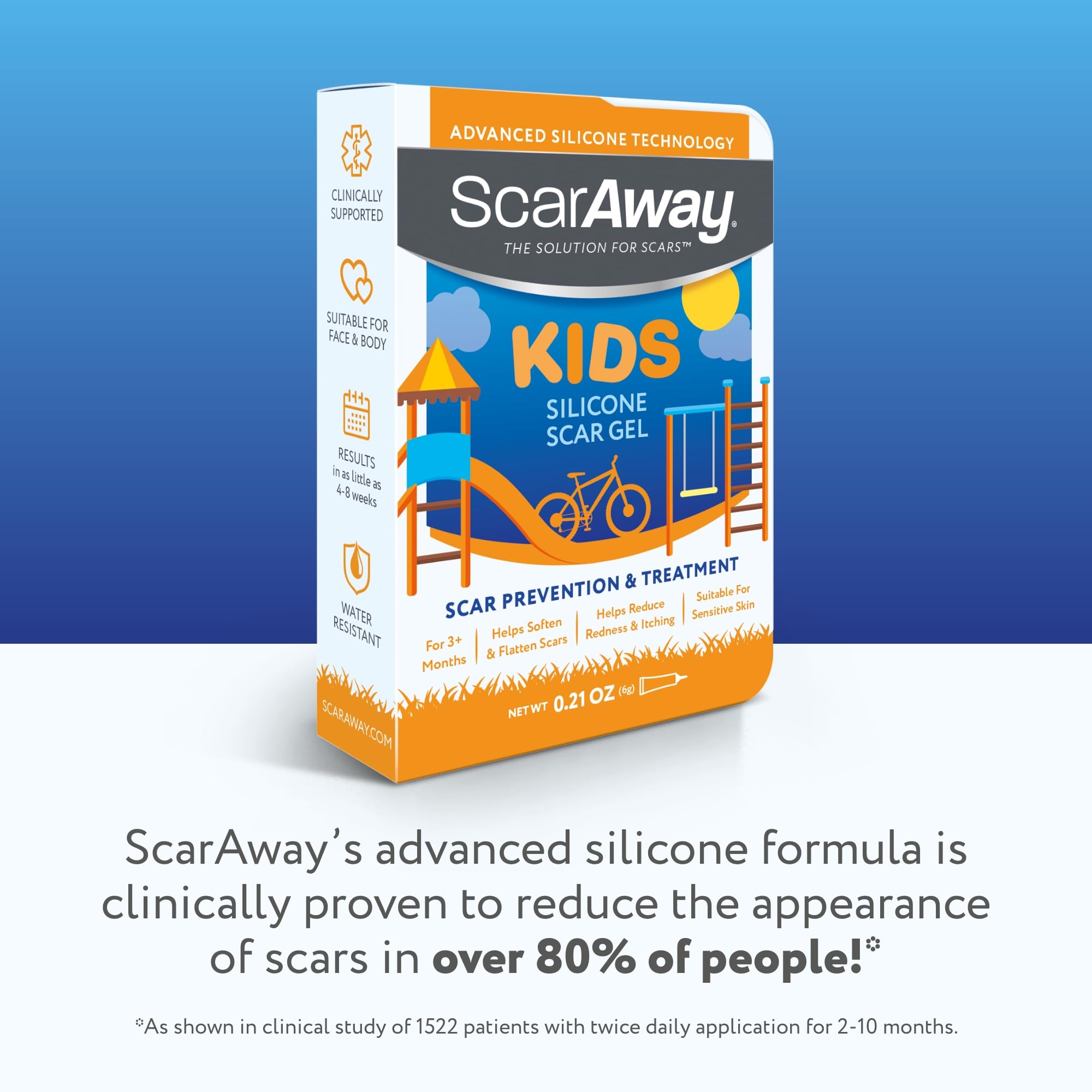 Visual before and after with ScarAway Kids silicone gel