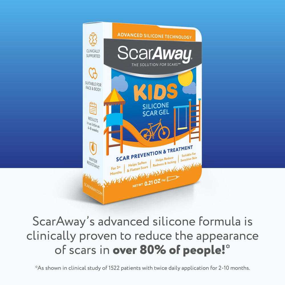 Visual before and after with ScarAway Kids silicone gel