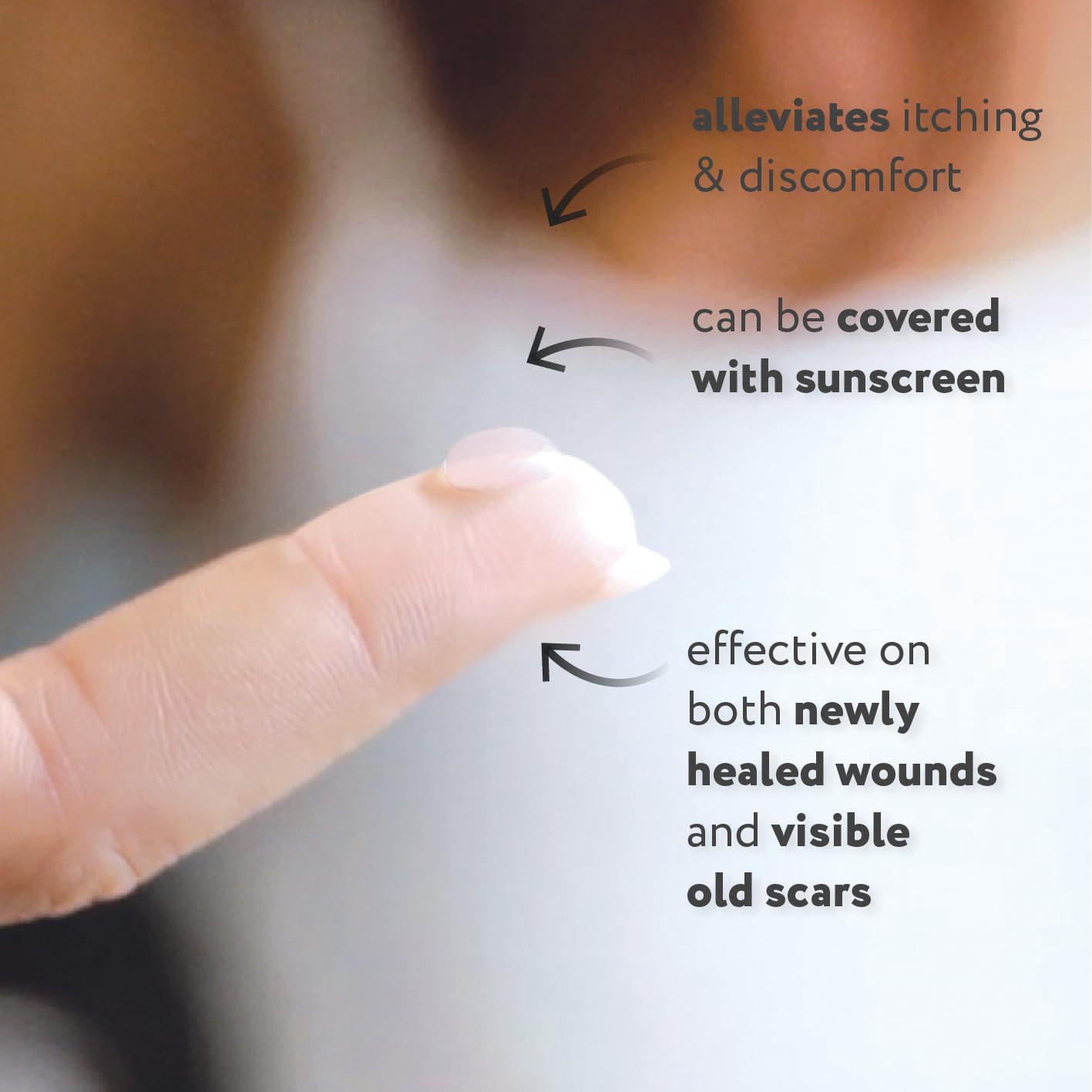 ScarAway Kids silicone gel on skin demonstrating smooth application