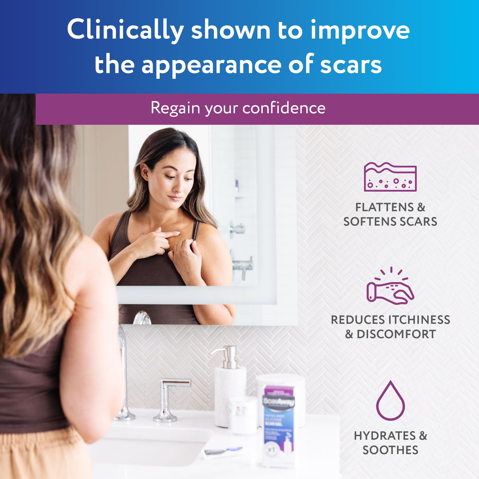 ScarAway silicone scar gel being applied; promotes even color and softer scars