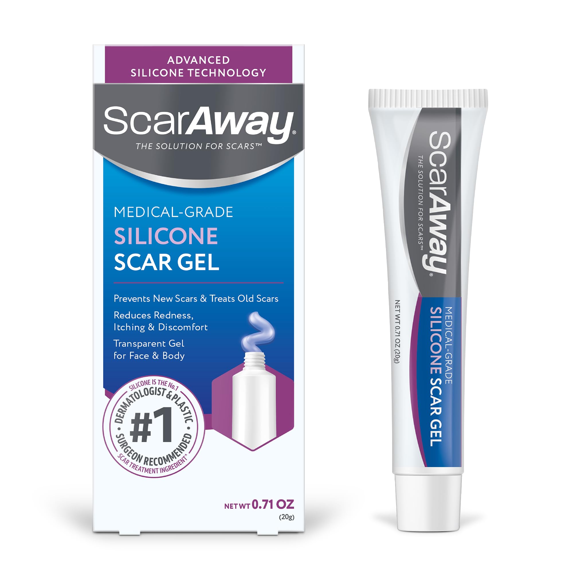 ScarAway silicone scar gel bottle for discreet at home scar care