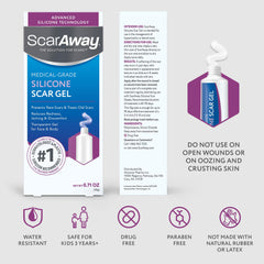 ScarAway silicone scar gel on keloid scar; helps flatten raised scars