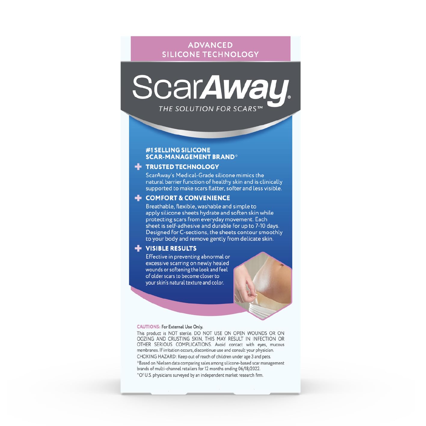 ScarAway sheet worn under clothing during daily activities and workouts.