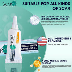 ScarMD silicone gel on skin demonstrates quick absorption.