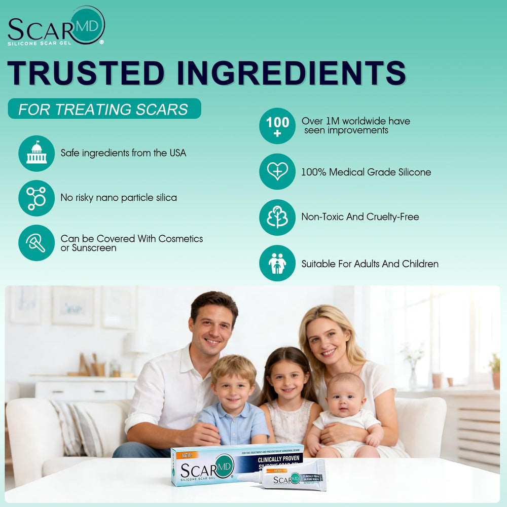 ScarMD packaging and branding highlights premium scar solution.